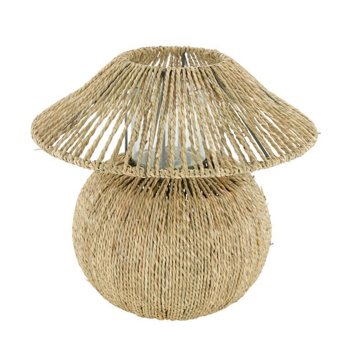 Visuel 1 du produit Photophore en herbe naturelle tressée en forme de champignon– Ø 28 x H 26,5 cm