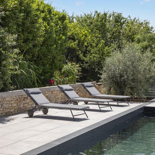 Visuel 6 du produit Bain de soleil Miami II Lafuma coloris gris en acier et titane et matelassé BeComfort® - 77 x 184 x 76 cm