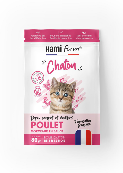 Visuel 1 du produit Alimentation complète pour chaton de 4 à 12 mois poulet HamiForm - pochon de 80 g