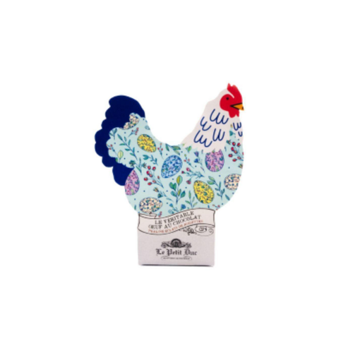 Visuel 1 du produit Véritable œuf coquille au chocolat praliné avec éclats de noisettes dans étui forme poule Le Petit Duc - 50 g