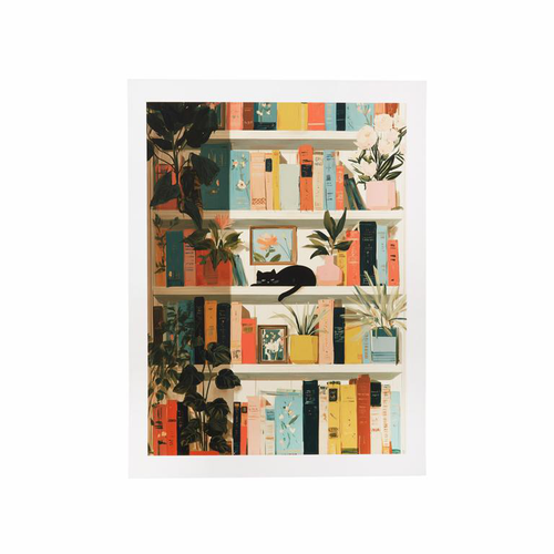 Visuel 1 du produit Affiche chat dans bibliothèque - 30 x 40 cm