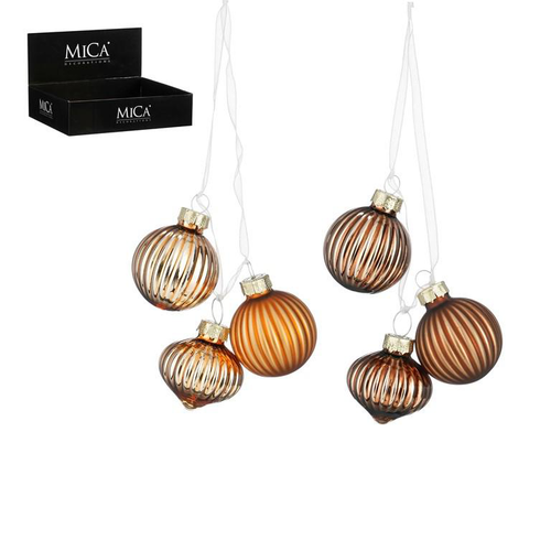 Visuel 1 du produit Grappe de 3 décorations à suspendre en verre marron - Ø 3,5 cm