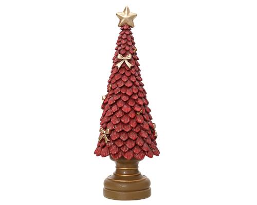 Visuel 1 du produit Sapin scintillant à poser en polyrésine rouge - Ø 12 x H 36 cm