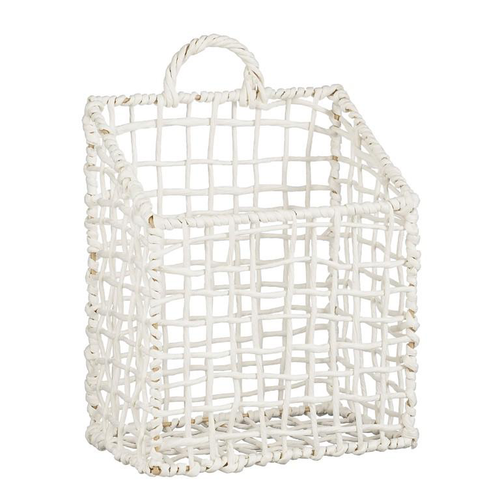 Visuel 1 du produit Range-magazines blanc tressé en fibres FSC - 30 x 22 x 27 cm