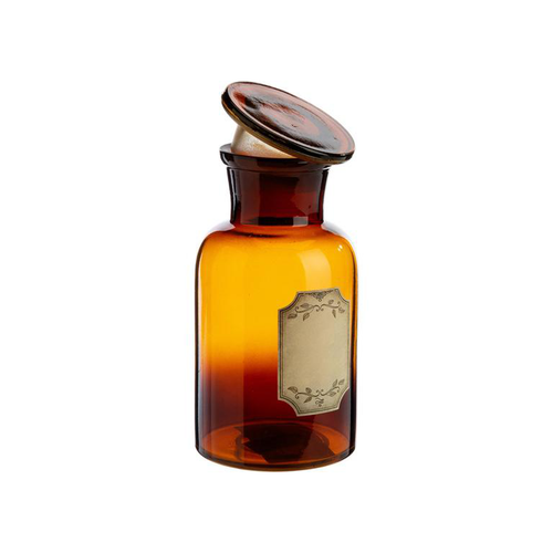 Visuel 2 du produit Bouteille déco style herboristerie en verre fumé ocre - Ø 8,5 x H 16,5 cm