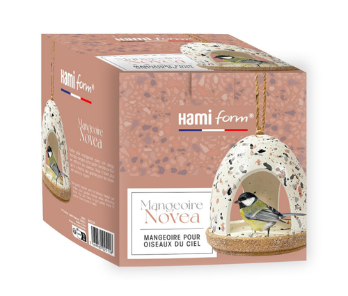 Visuel 1 du produit Mangeoire pour oiseaux du ciel à suspendre en céramique coloris beige Hamiform Novéa - 18 x 4,5 x 18 cm