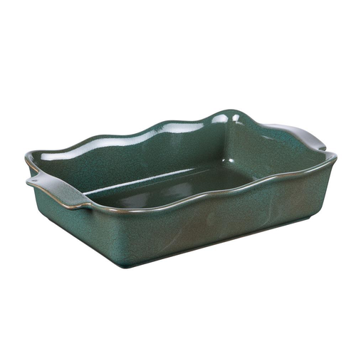 Visuel 1 du produit Plat à four rectangulaire en porcelaine vert Ely - 36 x 21 x H 8 cm