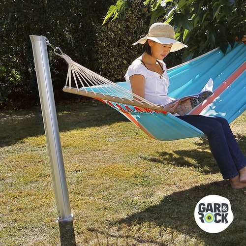 Visuel 1 du produit Poteau pour hamac amovible coloris gris en aluminium Gard&Rock - Ø 10 cm x 1,15 m