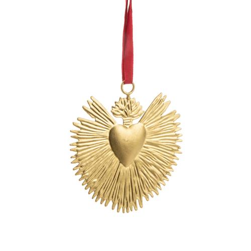 Visuel 1 du produit Suspension cœur avec ailes en métal doré - 14,5 x 4,5 cm