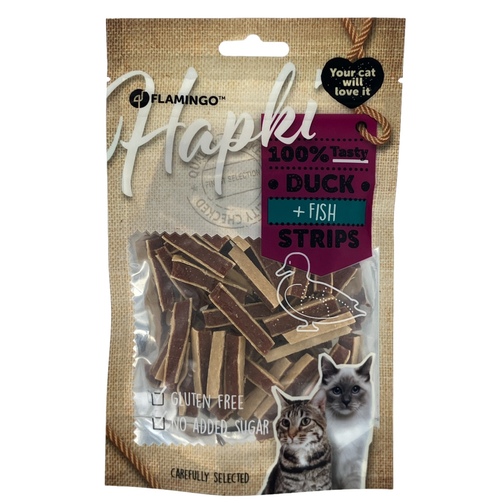 Visuel 1 du produit Friandises pour chat Hapki canard & cabillaud lamelles de sushi Flamingo - 85 g
