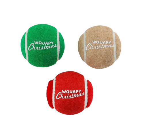 Visuel 7 du produit Balles de tennis de Noël pour chien avec squeaker coloris multicolore Wouapy - coffret de 3 jouets