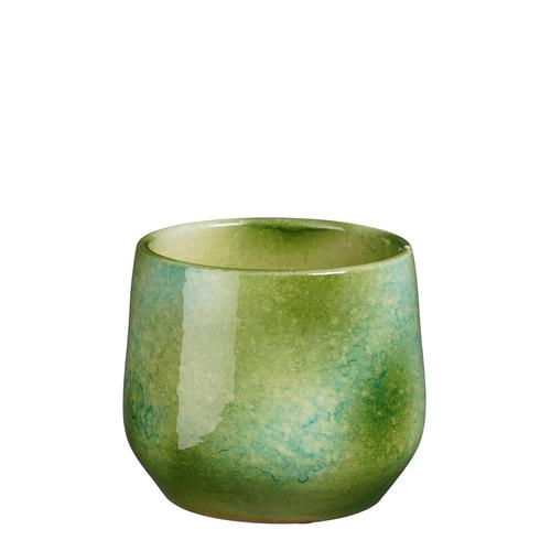 Visuel 1 du produit Pot rond coloris vert en terre cuite Hugo Mica Decorations - 13,5 x Ø 16 cm