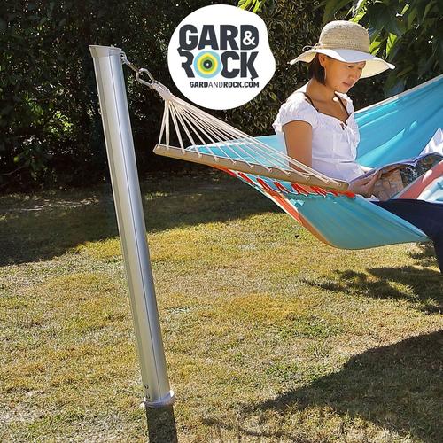 Capture vidéo du produit Poteau pour hamac amovible coloris gris en aluminium Gard&Rock - Ø 10 cm x 1,15 m