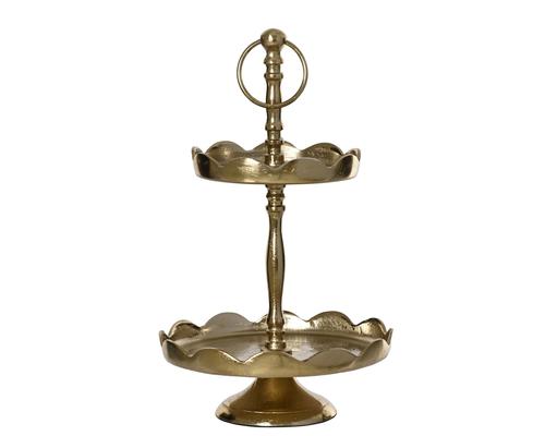 Visuel 1 du produit Serviteur vintage à 2 niveaux en aluminium champagne - Ø 20 x H 35 cm