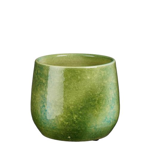 Visuel 1 du produit Pot rond coloris vert en terre cuite Hugo Mica Decorations - 15 x Ø 17 cm