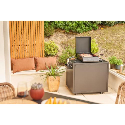 Visuel 9 du produit Desserte roulante fermée pour plancha en acier noir Forge Adour - 81 x 63 x 74 cm