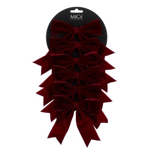 Visuel 1 du produit Ensemble de 6 nœuds en polyester rouge foncé - 12 x 14 cm