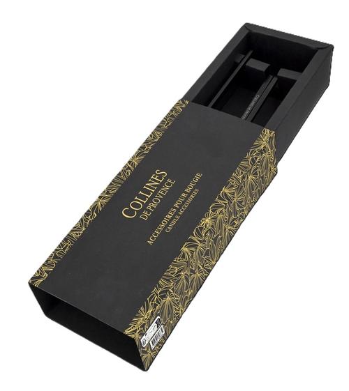 Visuel 1 du produit Coffret coupe-mèche et éteignoir noir Collines de Provence - 24 x 4 cm