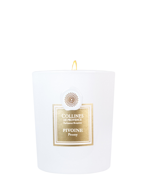 Visuel 2 du produit Bougie parfumée blanche Collines de Provence Fleurs & Ecorces Pivoine - 360 g