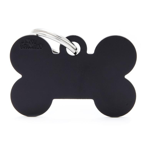 Visuel 1 du produit Médaille basic grand os pour chien en aluminium noir
