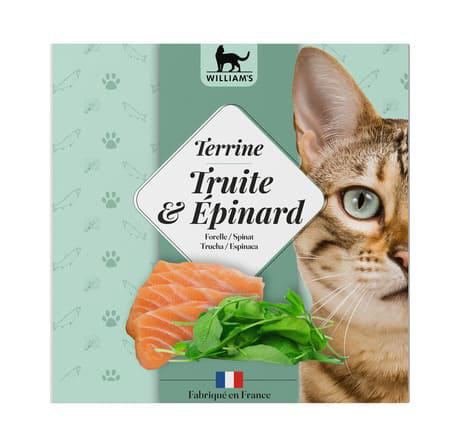 Visuel 1 du produit Alimentation humide complémentaire pour chat terrine truite et épinards William's - 80 g