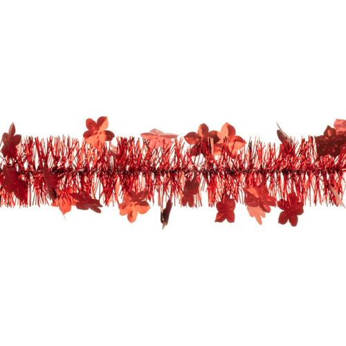 Visuel 1 du produit Guirlande de sapin feuille hellébore coloris rouge en plastique - Ø 80 mm x 2 m