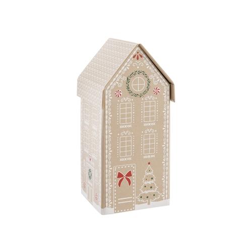 Visuel 1 du produit Boîte maison en carton et papier beige grand modèle - 12 x 12 x 24 cm