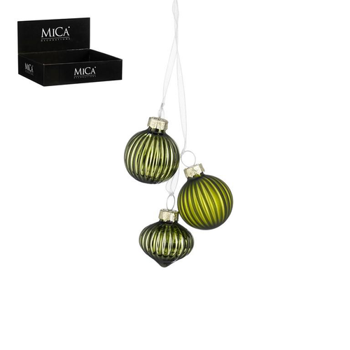 Visuel 1 du produit Grappe de 3 décorations à suspendre en verre vert foncé - Ø 3,5 cm