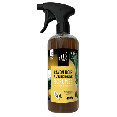 Visuel 1 du produit Savon noir à l'huile d'olive pour agrumes et plantes méditerranéennes Sobac - spray de 750 ml
