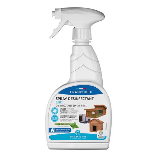 Visuel 1 du produit Spray désinfectant 5 en 1 pour l'environnement des animaux coloris blanc Francodex – 750 ml