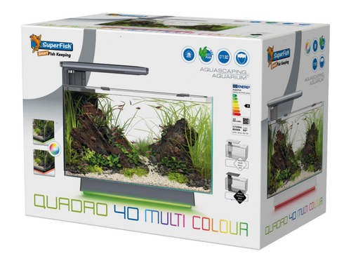 Visuel 1 du produit Aquarium Aquadistri Quadro 40 Ambilight blanc 27 L - 45 x 25 x 35,7 cm