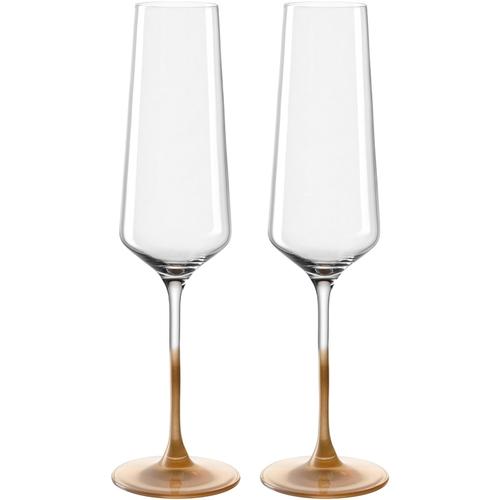 Visuel 1 du produit Ensemble de 2 flûtes à champagne en cristallin transparent à pied or Riposo - 280 ml