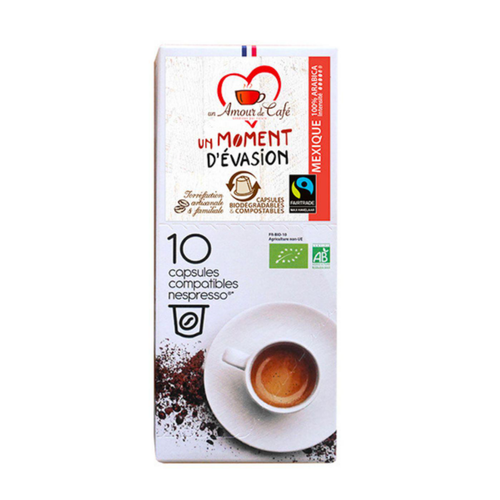 Visuel 1 du produit 10 capsules de café bio Moment d’évasion compatibles Nespresso®? Un amour de café - 55 g