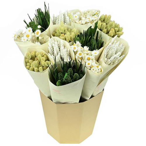 Visuel 1 du produit Bouquet de fleurs séchées botte vert et blanc Naturalys - 50 cm