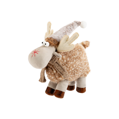 Visuel 1 du produit Renne sur 4 pattes brun et beige à fourrure - 56 cm