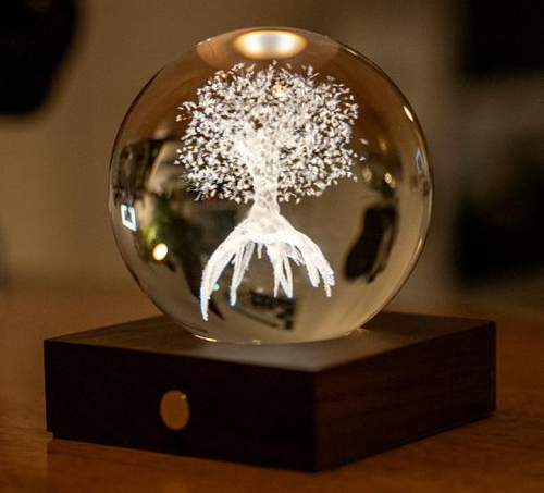 Visuel 1 du produit Boule en cristal et verre design Arbre de vie - Ø 8 x H 12 cm