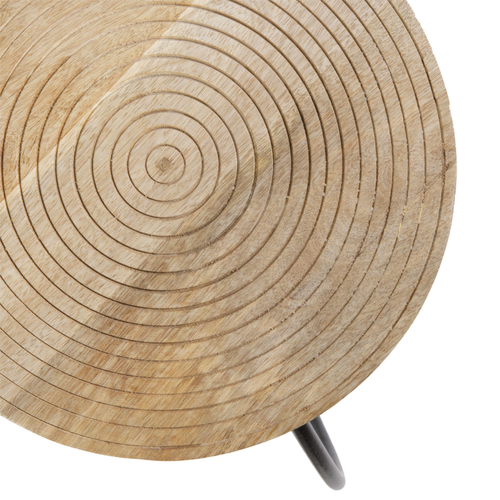 Visuel 2 du produit Table basse en bois de manguier déportée sur pied en métal noir petite modèle - 53 x 36 x 30 cm