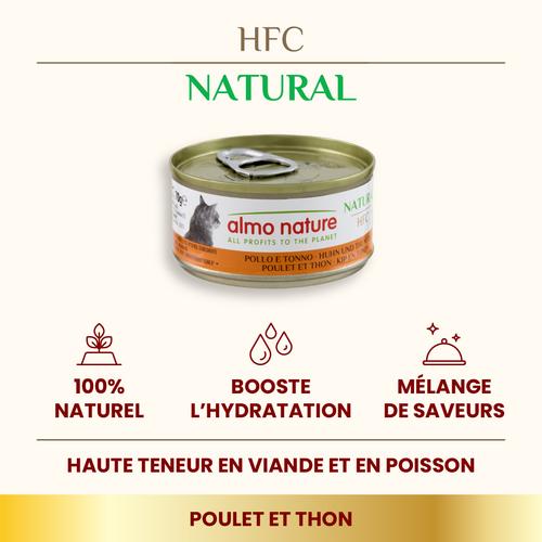 Visuel 2 du produit Pâtée pour chat HFC Natural au thon et poulet Almo Nature - 70 g