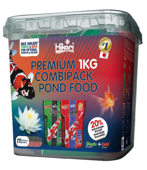 Visuel 1 du produit Granulés medium pour carpes koïs - HIKARI Staple & Gold Mini Combi Pack - 5-5.5mm, 1kg