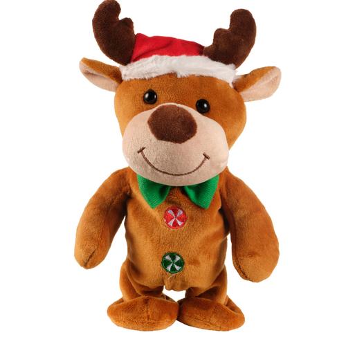 Visuel 4 du produit Peluche de Noël animée avec bonnet de père Noël - 10 x 10 x 20 cm