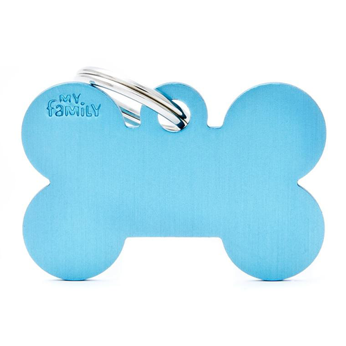 Visuel 1 du produit Médaille basic grand os pour chien en aluminium bleu azur