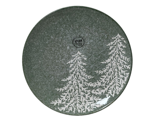 Visuel 1 du produit Assiette plate décor sapins coloris vert en grès - Ø 27 cm