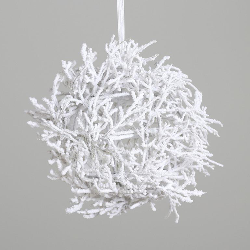 Visuel 1 du produit Branche décorative forme boule enneigée blanche - Ø 27 cm