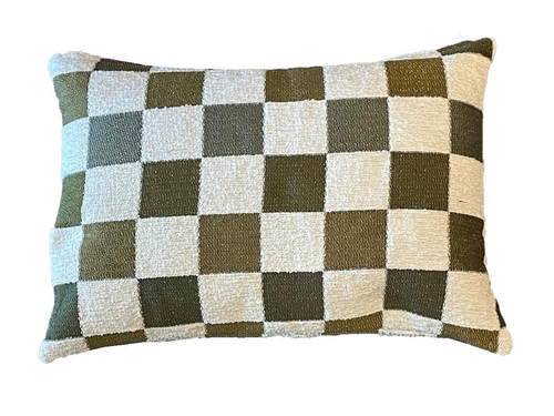 Visuel 1 du produit Coussin vert kaki en PE/coton Échiquier - 35 x 50 cm