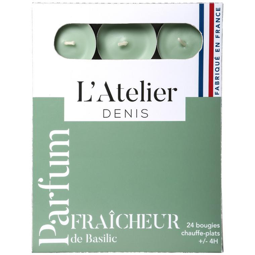 Visuel 1 du produit Bougies chauffe-plats vert parfum fraîcheur de basilic L’Atelier de Denis - L’étui de 24
