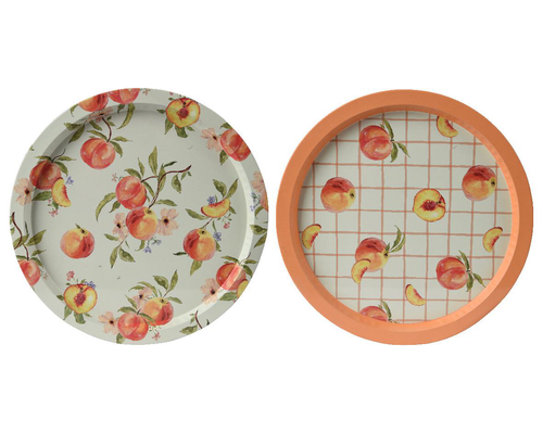 Visuel 1 du produit Plateau décoratif à motif de pêche orange - Ø 32 x H 1,5 cm