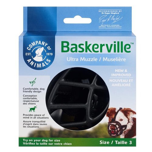 Visuel 1 du produit Muselière pour chien noire caoutchouc thermoplastique Baskerville Ultra – Taille 3