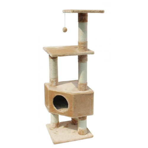 Visuel 1 du produit Arbre à chat avec panier et griffoir coloris beige Eco Loonaa classic - 135 cm
