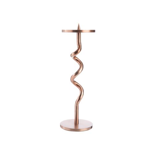 Visuel 1 du produit Bougeoir torsadé sur pied en métal bronze - Ø 7,5 x H 23 cm