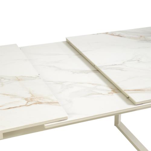 Visuel 3 du produit Table Malo avec allonge automatique coloris beige en aluminium et céramique - 180/240 x 100 cm